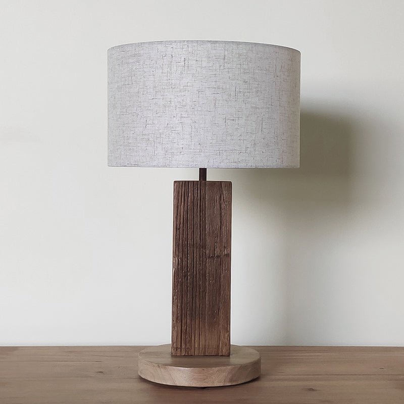 Solid Wood Retro Home Wabi Sabi Style Fabric Desk Lamp Decorative Art Zen Style
