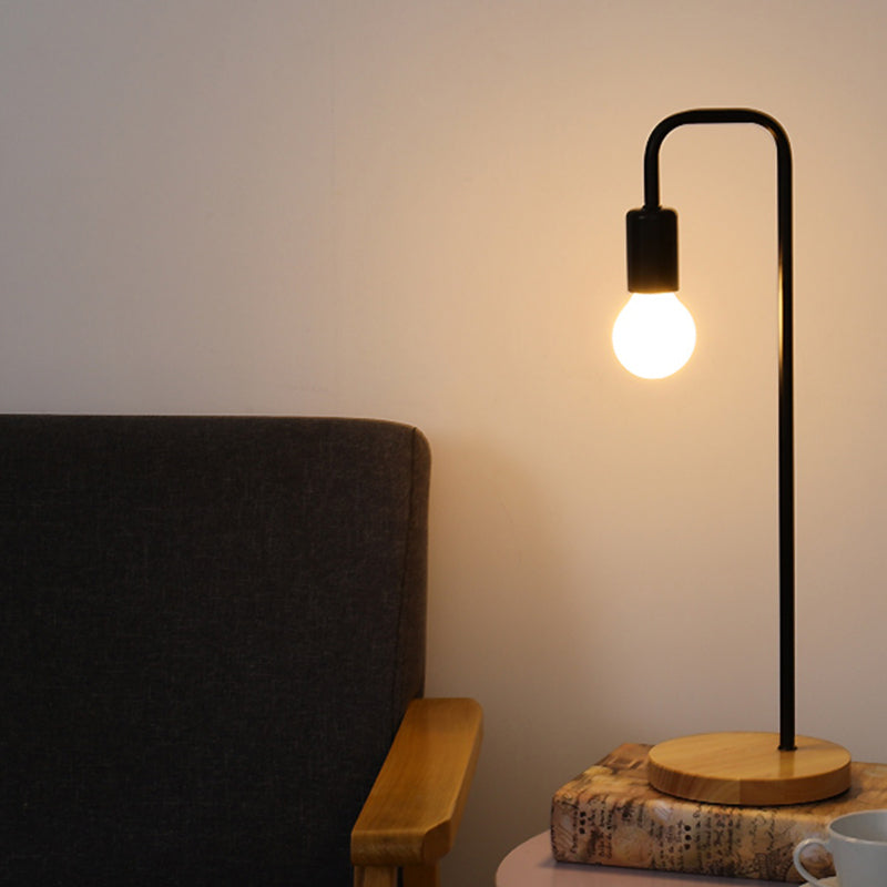 E27 Nightstand Lamps Table Lamp with Wooden Base Vintage Bedside Light for Living Room Office Bedroom