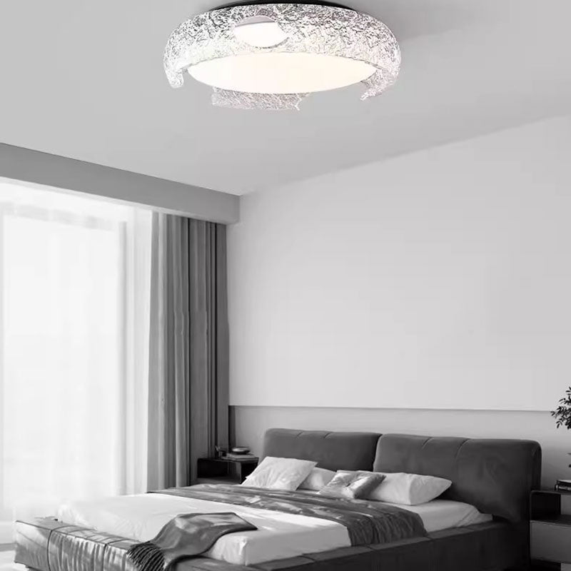 Modern Luxury Round Resin Ceiling Light with Remote Control Dimmable Decoration Lighting