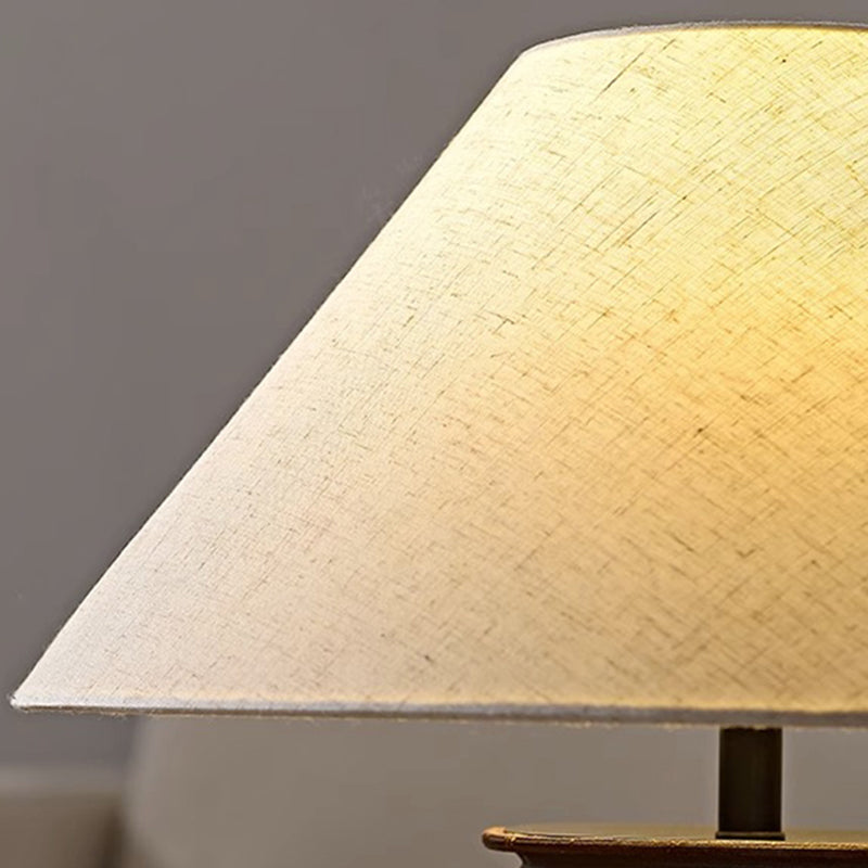 Kung Series Wabi Sabi Ceramic Table Light Geometric Shape Table Lamp with Fabric Shade for Bedroom