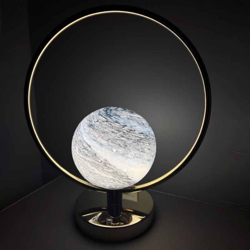 Modern Handmade Glass Universe Table Lamp With Electroplate Metal Base ﻿