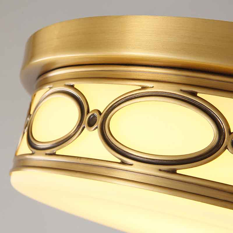 Traditional 17" Round Drum Brass LED Ceiling Light Indoor Lighting Fixtures 220V