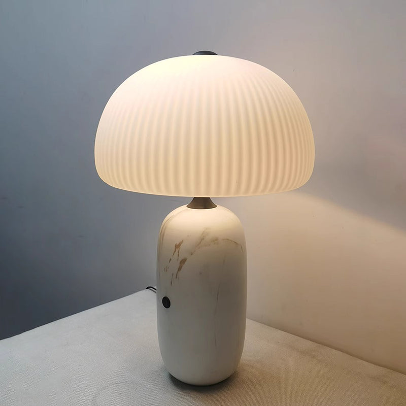 Modern Luxury Mushroom Marble Table Lamp With Glass Lampshade