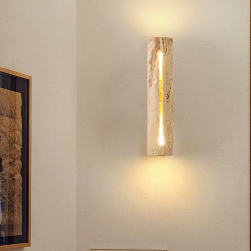 Wabi Sabi LED G9 Nature Stone Wall Lamp Solid Wood Body and Yellow Cave Stone Lampshade Wall Light