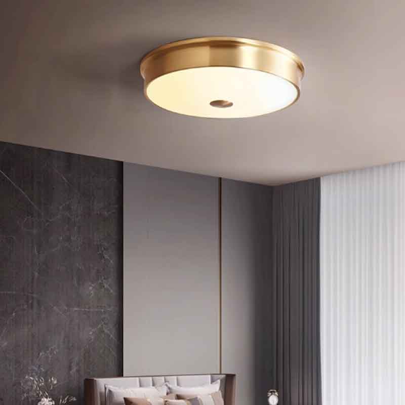 Round All Copper Ceiling Lights Luxury Foyer Bedroom Dining Room LED Ceiling Mounted Lamp