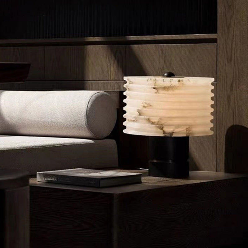 Luxury Nature Marble Table Lamp With Natrual Stone Lampshade and Marble Base