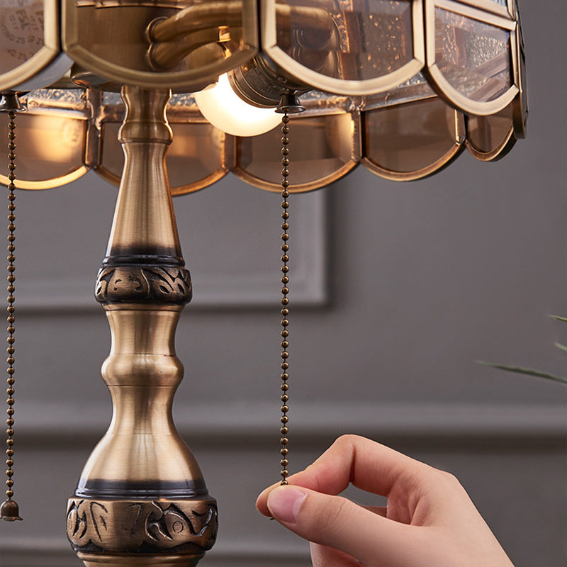 Contemporary Copper Table Lamp LED Retro Creative Luxury Glass Copper Desk Light For Home Living Room Study Bedroom