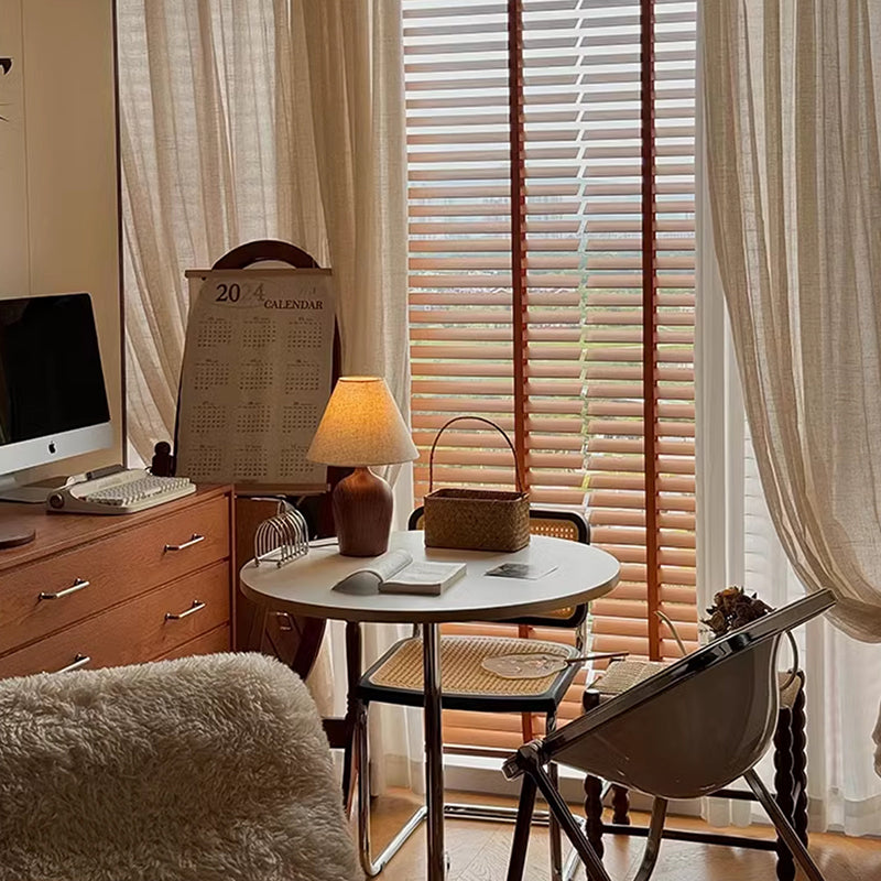 Modern Minimalism Wooden Table Light White Textile Shade Bedroom Living Room Desk Lamp