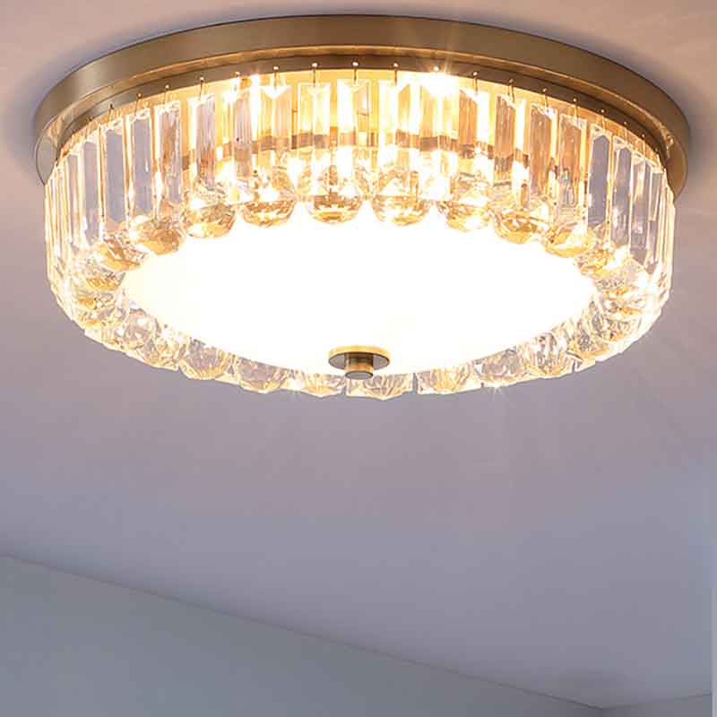 Luxury Modern Copper Ceiling Lamp Crystal LED Ceiling Light Dia.45cm For Foyer Bedroom