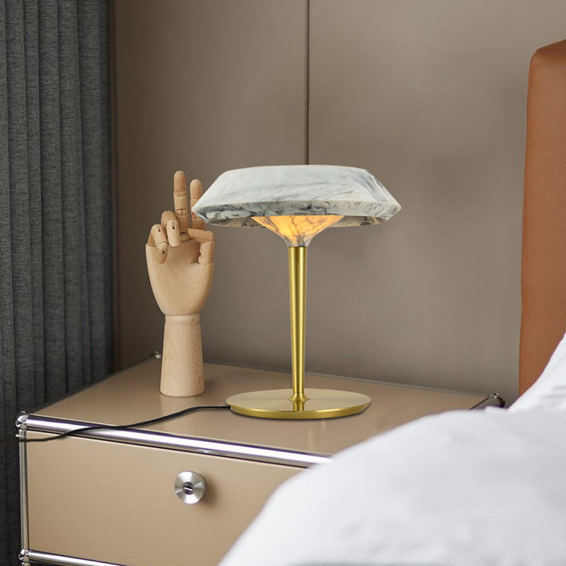 Traditional Gold Color Table Lamp With Resin Lampshade and Metal Body