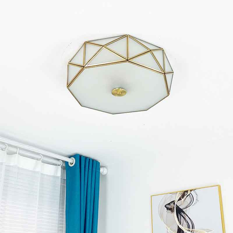 Traditional Drum Dimmable Brass LED Ceiling Light Warm White Light 220V Input