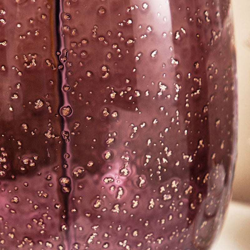 Light Luxury Purple Transparent Glass Table Lamp With Brown Fabric Lampshade