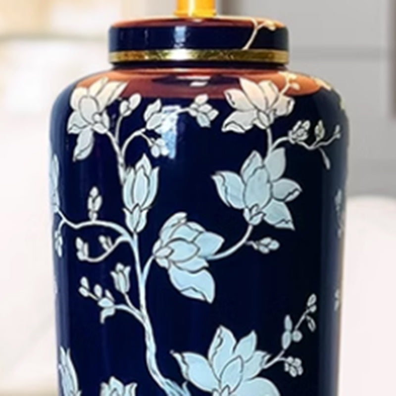 Blue Flower Ceramic Table Lamp Master Bedroom Bedside Lamp American Simple Villa Living Room