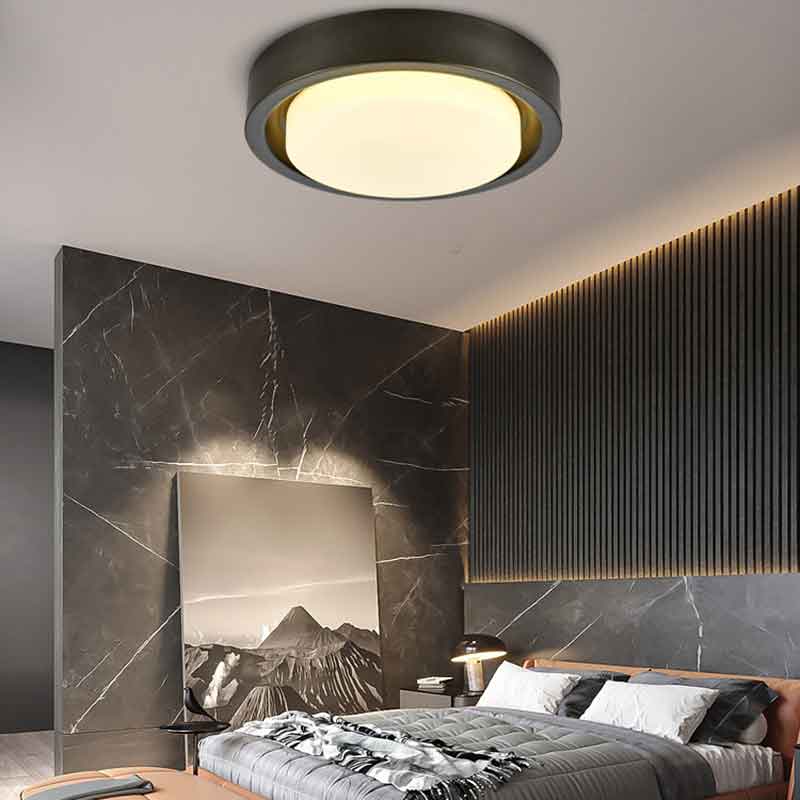 Classical Dia.18" Round Light Luxury Brass LED Ceiling Lamp with Remote Control Dimmable