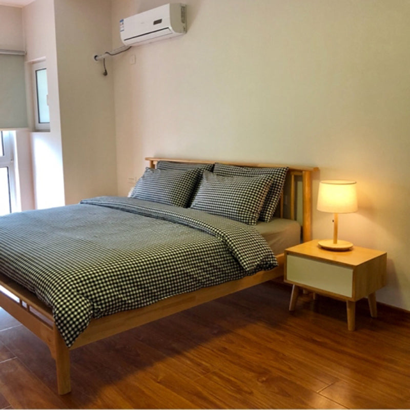 Simplistic 17.5"/16" Height Outlet-powered Standard Table Lamp in Wood with Textile Lampshade