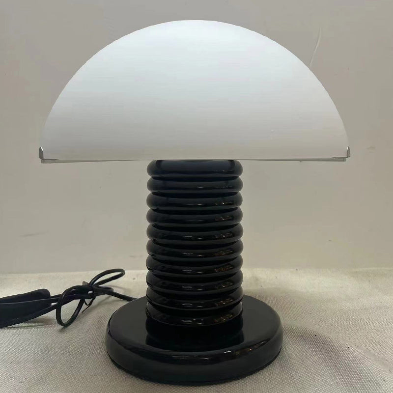 Traditional Black Mushroom Metal Table Lamp With Glass Lampshade