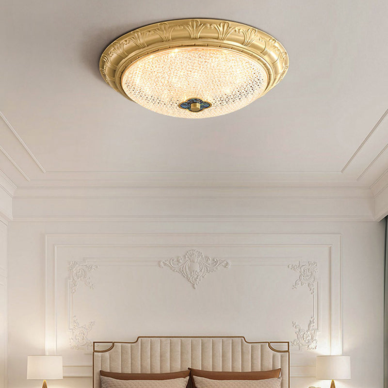 New Arrival Round Luxury Brass Flush LED Ceiling Light With for Bedroom Living Room