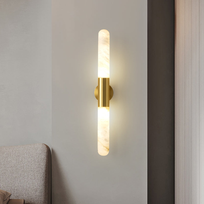 All Copper Modern Wall Lamp Gold Color Body and Spanish Mica Stone Lampshade Fixtures Decoration