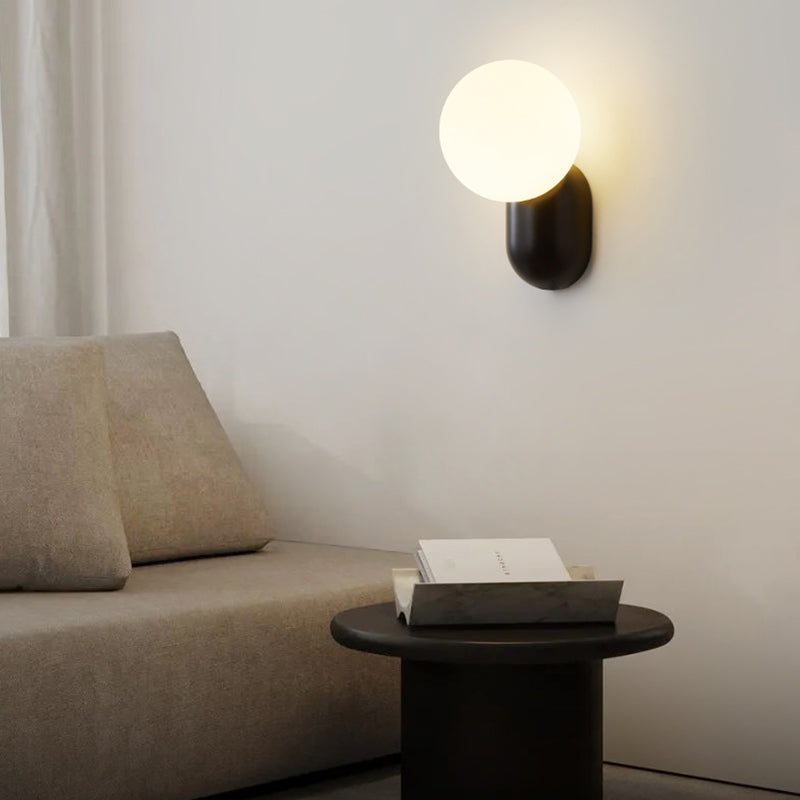 Simple White Glass Wall Lamp With Resin Body Wall Light for Bedroom Living Room Aisle Secene Lamp