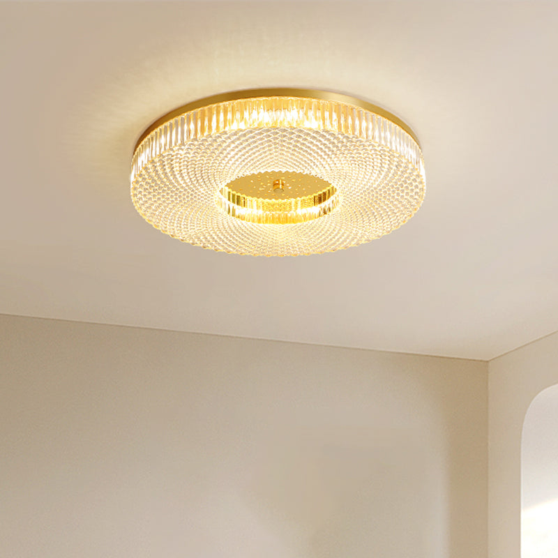 Modern Luxury Dia.19" Round Brass Recessed LED Ceiling Lamp for Bedroom Living Room