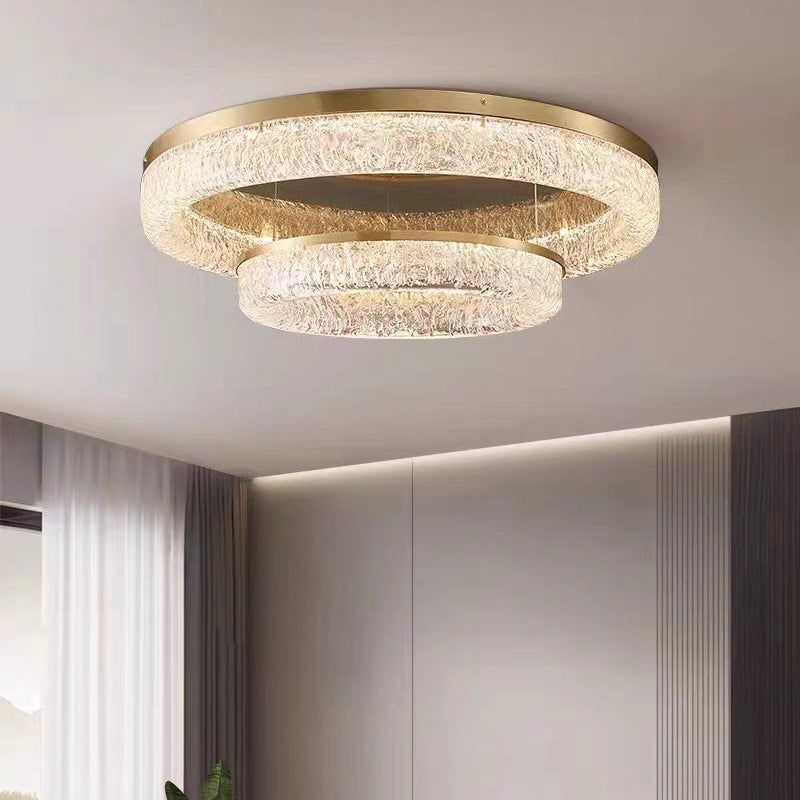 Modren Luxury High Quality 31" Brass LED Ceiling Lamp Round Adjustable Flush Mount LED Ceiling Light