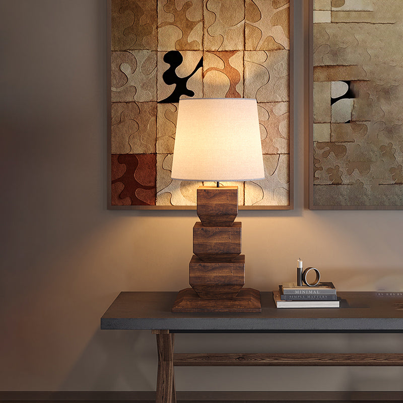 Chinese Style High-End Solid Wood Desk Lamp Hotel Bedroom Living Room Decoration Fabric Table Lamp
