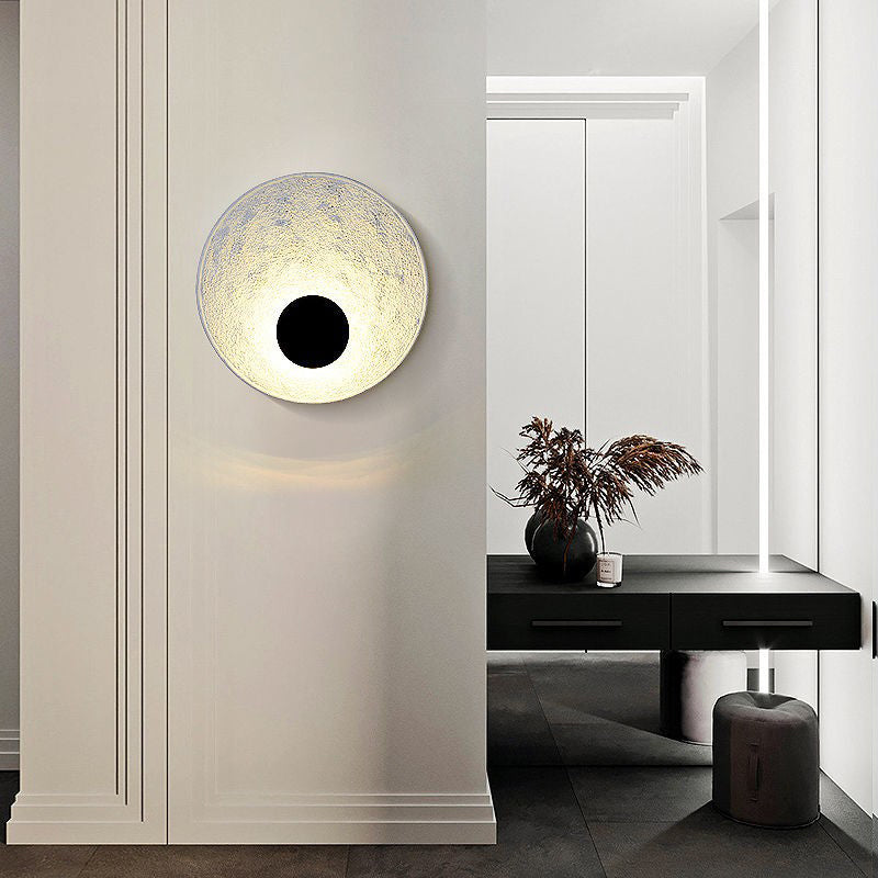 Modern Creative Round Resin Wall Lamps LED Indoor White Black Color Bedside Bedroom Wall Light