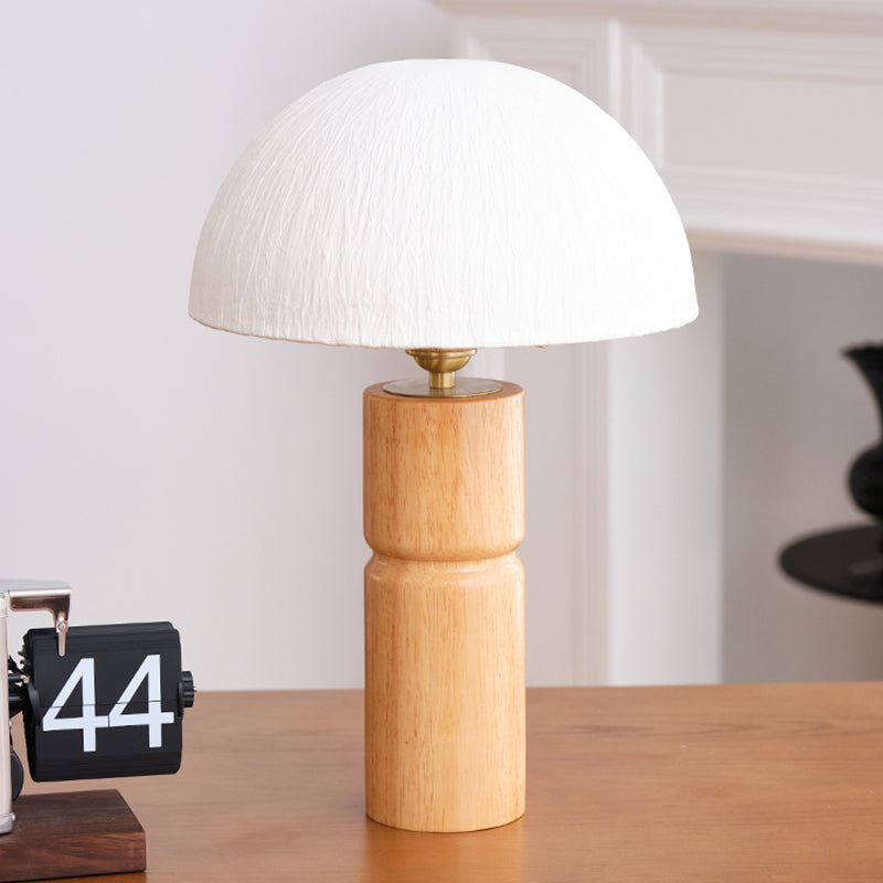 15.5" Modern Solid Wood Desk Lamp Farmhouse Handmade Rice Paper Lampshade Desk Lamp
