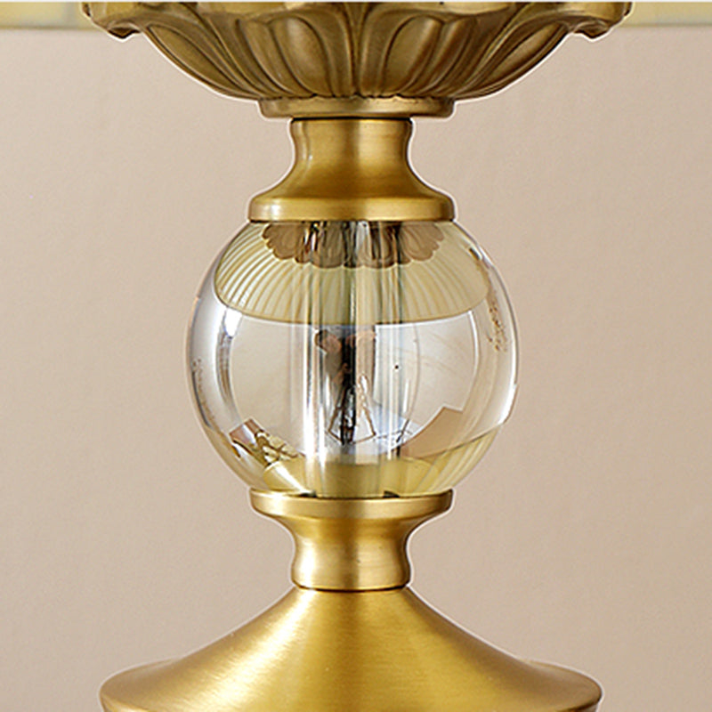 Light Luxury Gold Color Brass Table Lamp Fabric Lampshade Desk Lamp for Bedroom Living Room