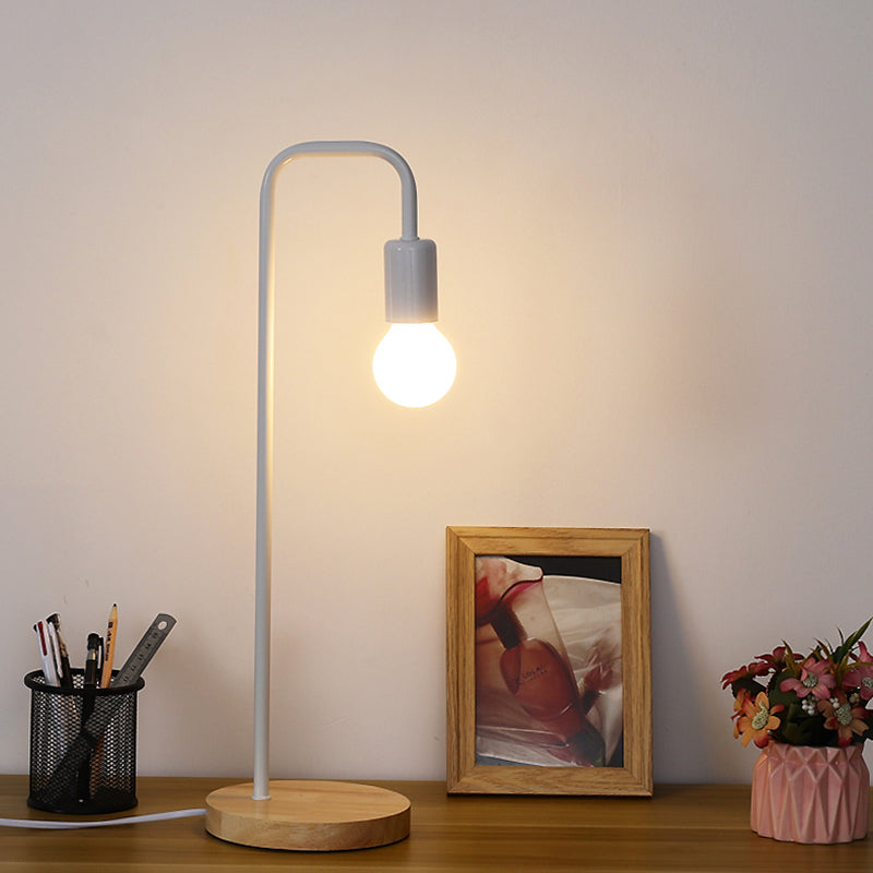 E27 Nightstand Lamps Table Lamp with Wooden Base Vintage Bedside Light for Living Room Office Bedroom
