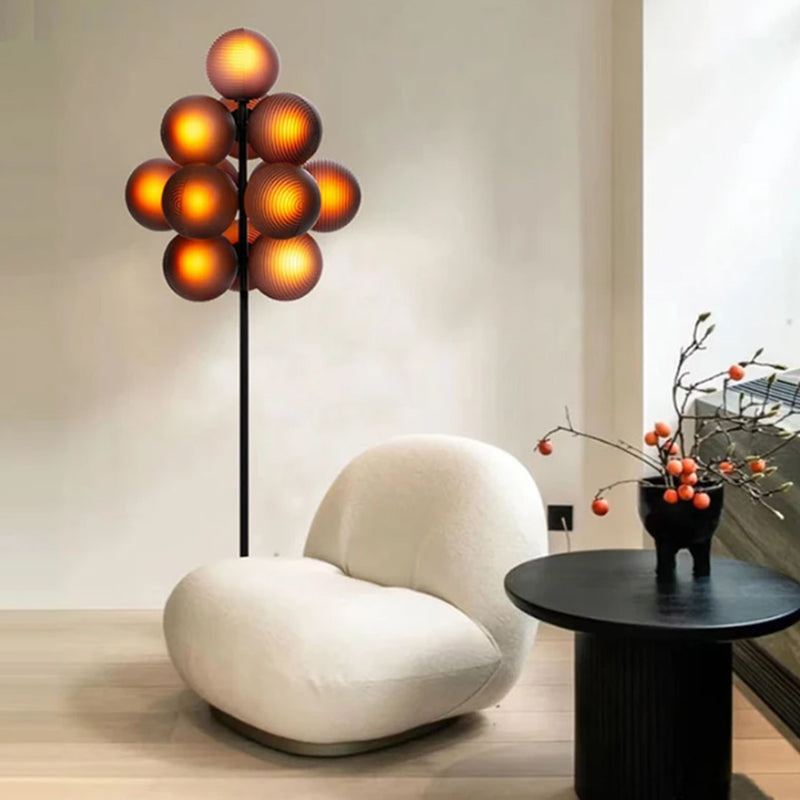 Novelty 63" Purple Grapes Glass Floor Lamp With 13 G9 LED Light Bulb