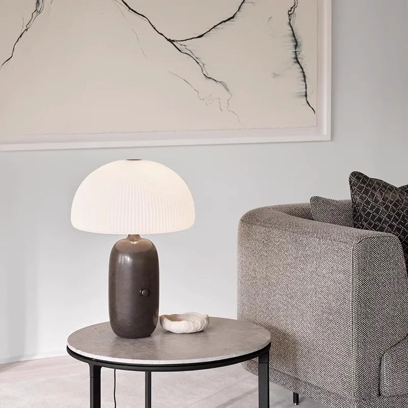 Modern Luxury Mushroom Marble Table Lamp With Glass Lampshade