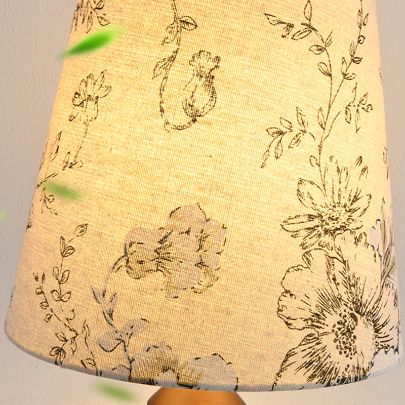 22.5" Residential Use Modern Timber Electrical Plug-in Standard Desk Lamp with Textured Textile Shade