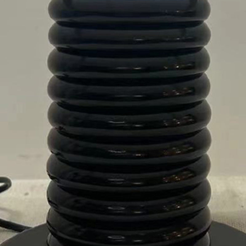 Traditional Black Mushroom Metal Table Lamp With Glass Lampshade