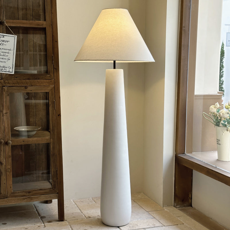 Wabi Sabi 58" Column Resin White/Black Floor Lamp With Fabric Lampshade