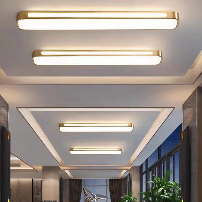 American 39"/23" Long Strip LED Brass Recessed Ceiling Light Sqaure Acrylic Lampshade