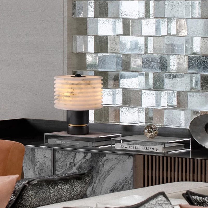Luxury Nature Marble Table Lamp With Natrual Stone Lampshade and Marble Base