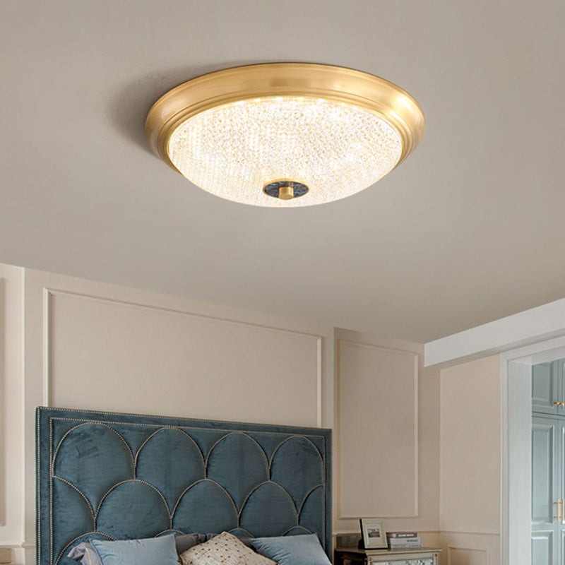 New Arrival Round Luxury Brass Flush LED Ceiling Light With for Bedroom Living Room