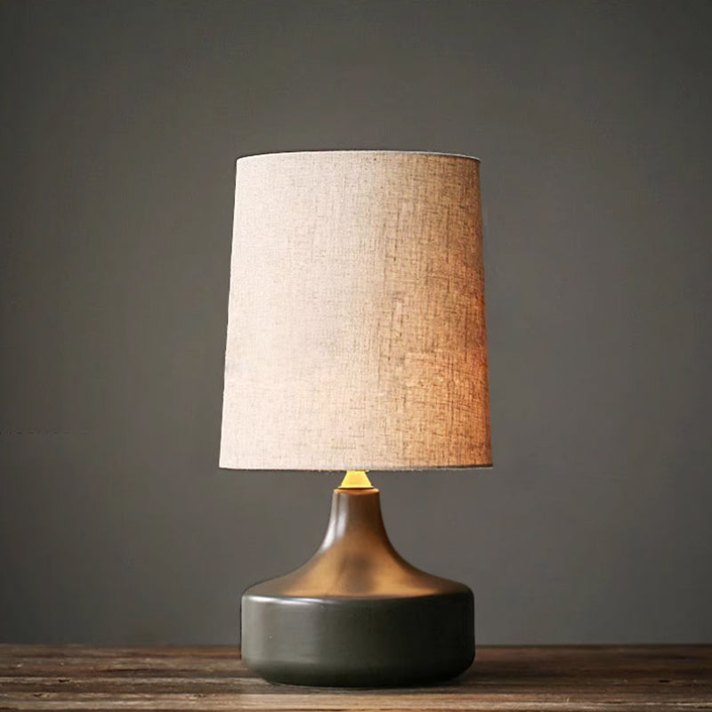White Vintage Distressed Ceramic Pot Table Lamp for Bedroom Living Room End Table