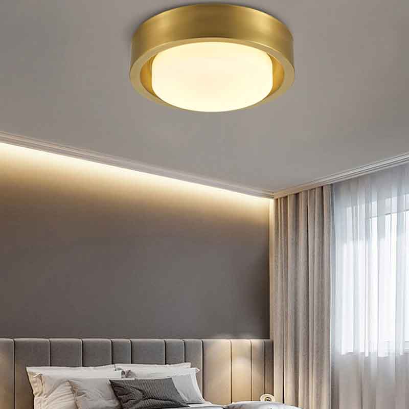 Classical Dia.18" Round Light Luxury Brass LED Ceiling Lamp with Remote Control Dimmable