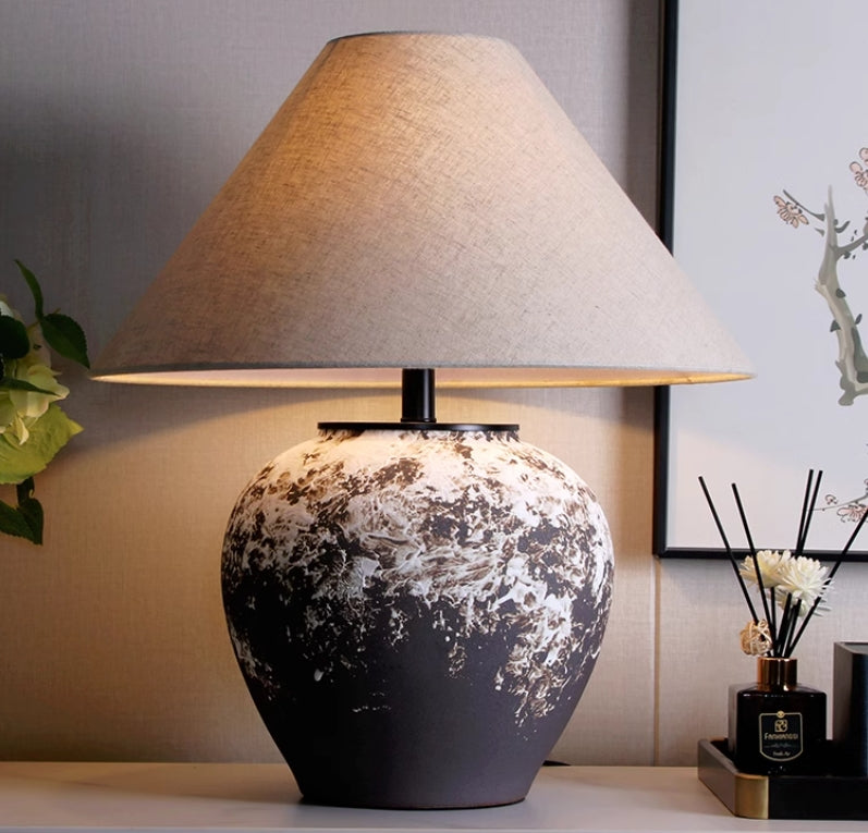 Kung Series Ceramic Wabi Sabi Table Lamp Kelen's Dagger and Sky Process for Bedroom