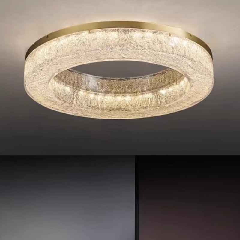 Luxury 23" Round Brass Flush Mount LED Ceiling Light with Remote Control Dimmable