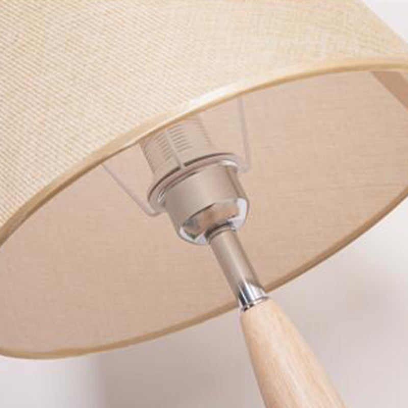 Wooden Silver Table Lamp with Linen Shade Vintage Style Lampshade Lampshade Lamps