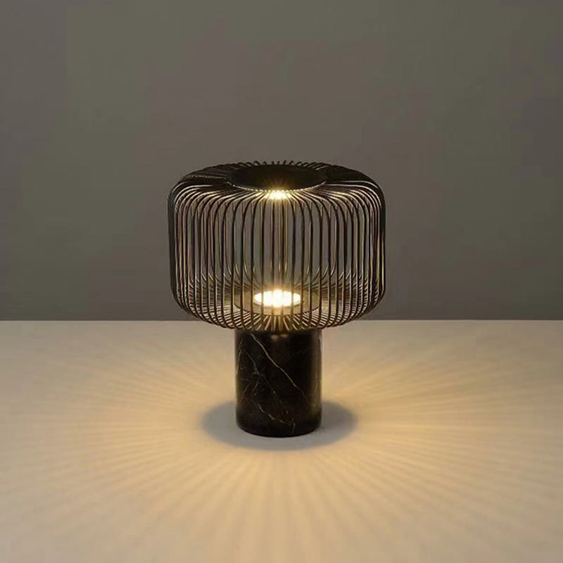Postmodern Hollow Out Black Marble Table Lamp