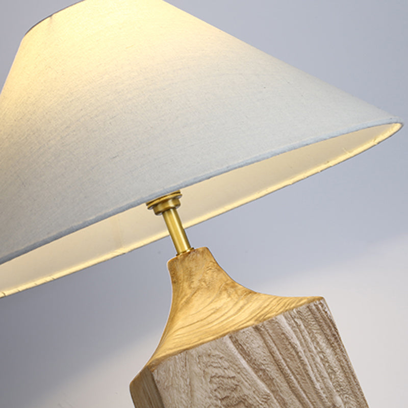 Retro 53" Column Solid Wood Floor Lamp With Beige Fabric Lampshade