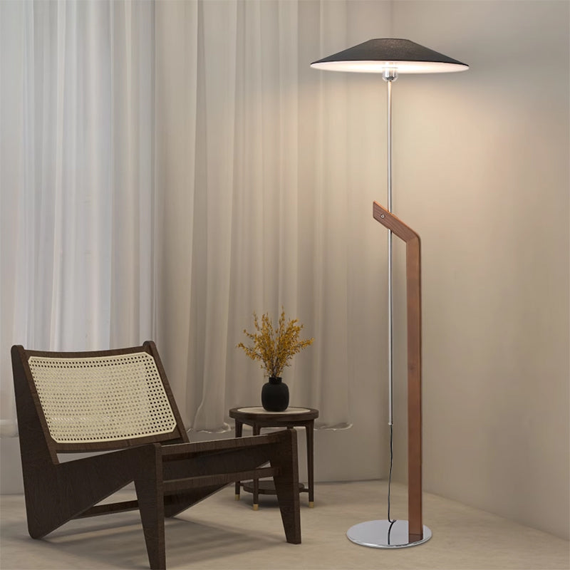 Designer 43"-78" Art Adjustable Wood Floor Lamp With Fabric Lampshade