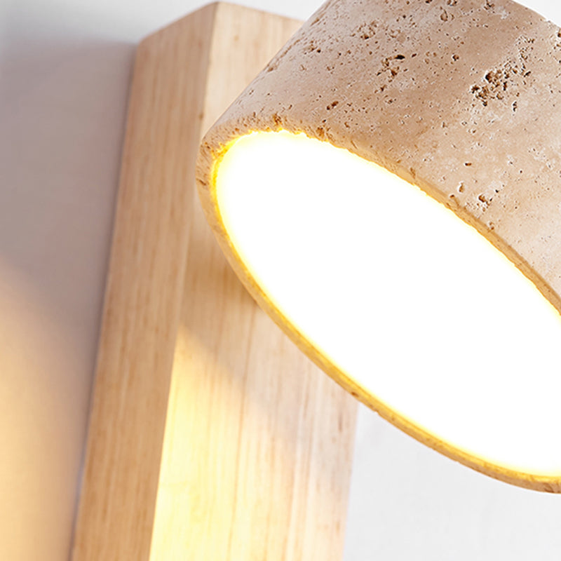 Wabi Sabi Style Decorative Yellow Cave Stone Wall Lamp Nordic Apartment Bedroom Rotatable Led Log Sconce Light Fixture