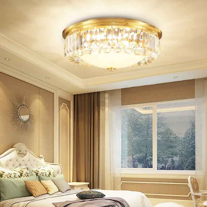 Luxury Modern Copper Ceiling Lamp Crystal LED Ceiling Light Dia.45cm For Foyer Bedroom