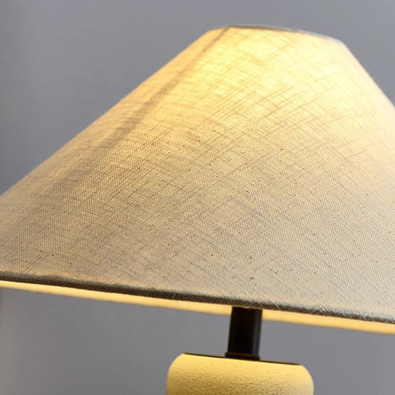 Wabi Sabi Ceramic Table Light Geometric Shape Table Lamp Cone Fabric Shade