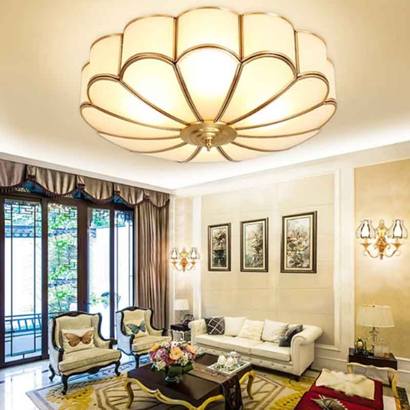 Modern Creative Brass LED Ceiling Light with Remote Control Dimmable Decoration Lighting